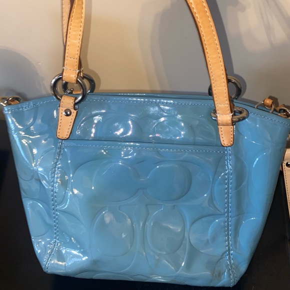 Blue Coach Embossed Signature Patent Leather Bag - Picture 11 of 16
